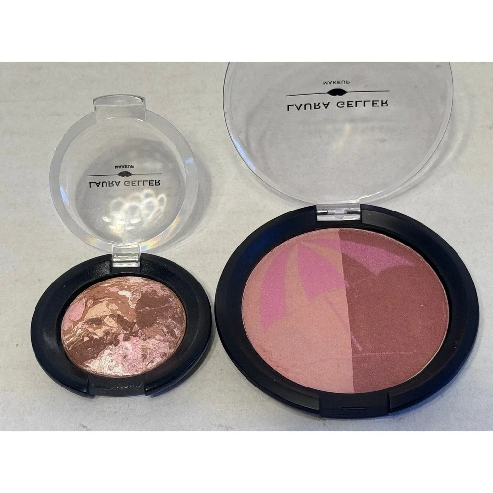 Laura Geller Baked Blush-N-Brighten BERRY blush, bronzers, brush Lot NEW